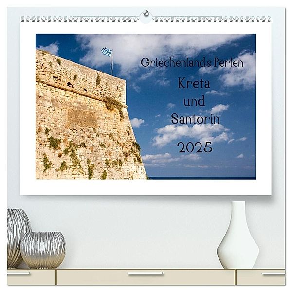 Griechenlands Perlen Kreta und Santorin (hochwertiger Premium Wandkalender 2025 DIN A2 quer), Kunstdruck in Hochglanz, Calvendo, Katrin Streiparth