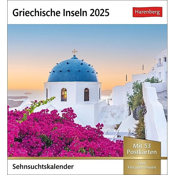 Griechische Inseln Sehnsuchtskalender 2025 - Wochenkalender mit 53 Postkarten