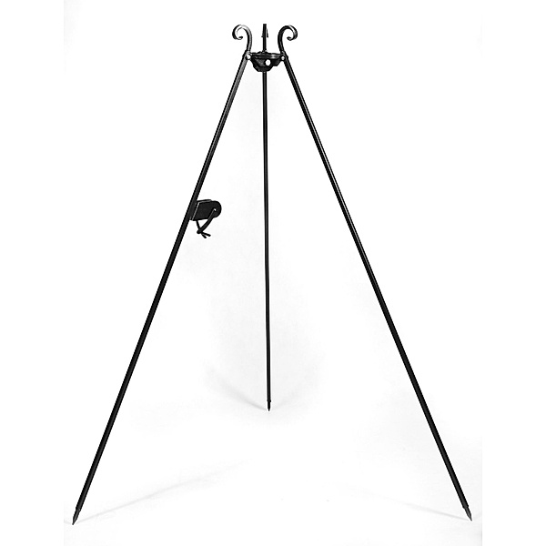 Grill Zubehör Dreibein mit Kurbel 180 cm aus Stahl in schwarz