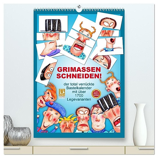 GRIMASSEN SCHNEIDEN! (hochwertiger Premium Wandkalender 2024 DIN A2 hoch), Kunstdruck in Hochglanz, Kathrin Schwertner