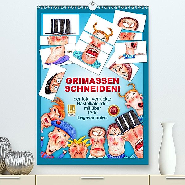 GRIMASSEN SCHNEIDEN! (Premium, hochwertiger DIN A2 Wandkalender 2023, Kunstdruck in Hochglanz), Kathrin Schwertner