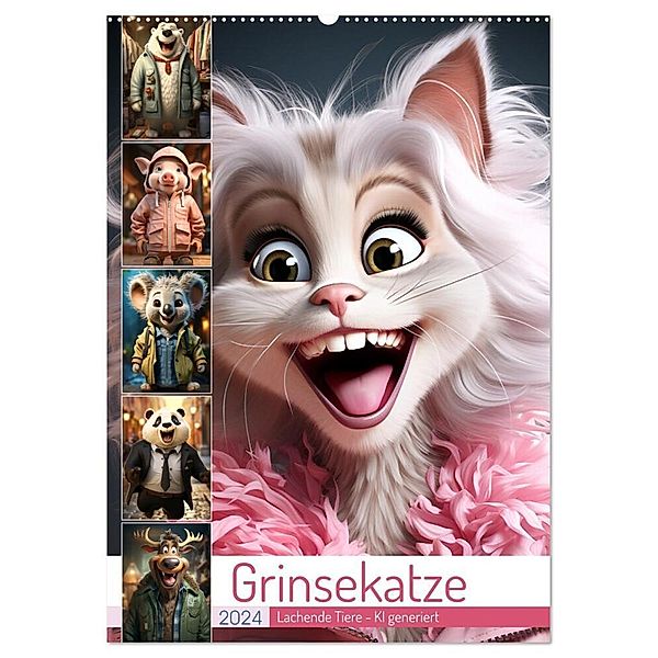 Grinsekatze (Wandkalender 2024 DIN A2 hoch), CALVENDO Monatskalender, Cathrin Illgen