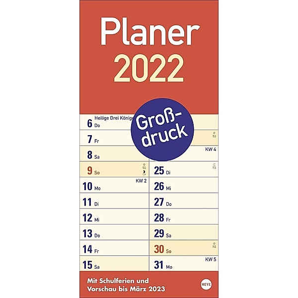 Grossdruck Planer Kalender 2022