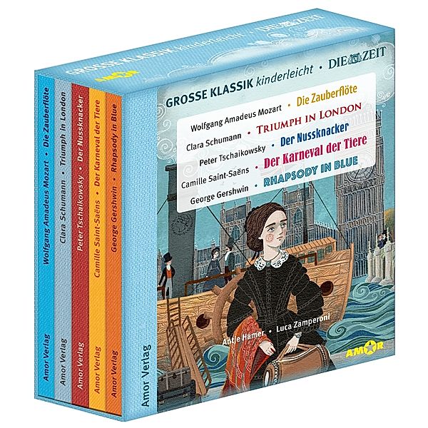 Grosse Klassik kinderleicht. DIE ZEIT-Edition. (5 CDs, Lesungen mit Musik),5 Audio-CD, C. Schumann, P. Tschaikowsky, C. Saint-Saens, G. Gershwin, B. A. Petzold W. A. Mozart, Bert Alexander Petzold, Antje Hamer