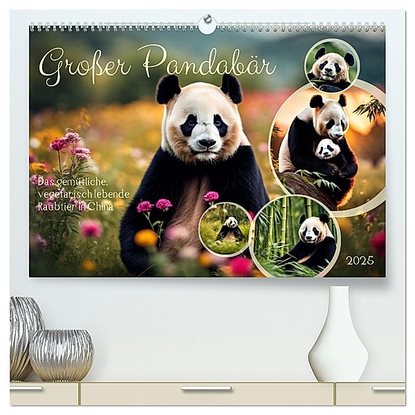 Großer Pandabär (hochwertiger Premium Wandkalender 2025 DIN A2 quer), Kunstdruck in Hochglanz, Calvendo, Claudia Kleemann
