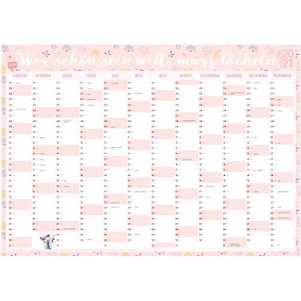 Großer rosa Wandkalender 2022 in DIN A1 (84 x 59,4 cm) für zu Hause oder das Büro. Rosa XXL Wandplaner, Jahreskalender f, Lisa Wirth