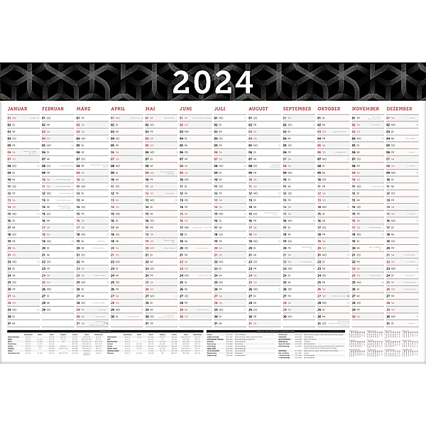 Grosser Wandkalender 2024 in DIN A1 (84 x 59,4 cm) gefalzt, fürs Büro., Sophie Heisenberg
