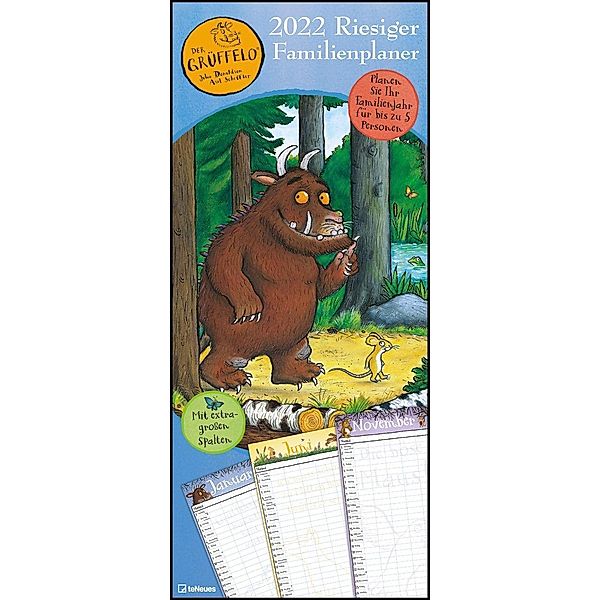 Grüffelo - Riesiger Familienplaner 2022 - Familien-Timer - Termin-Planer - Kinder-Kalender - Familien-Kalender - 30x70, Julia Donaldson