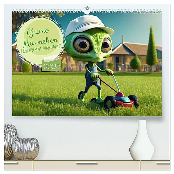 Grüne Männchen - Ganz normale Außerirdische (hochwertiger Premium Wandkalender 2025 DIN A2 quer), Kunstdruck in Hochglanz, Calvendo, pixs:sell