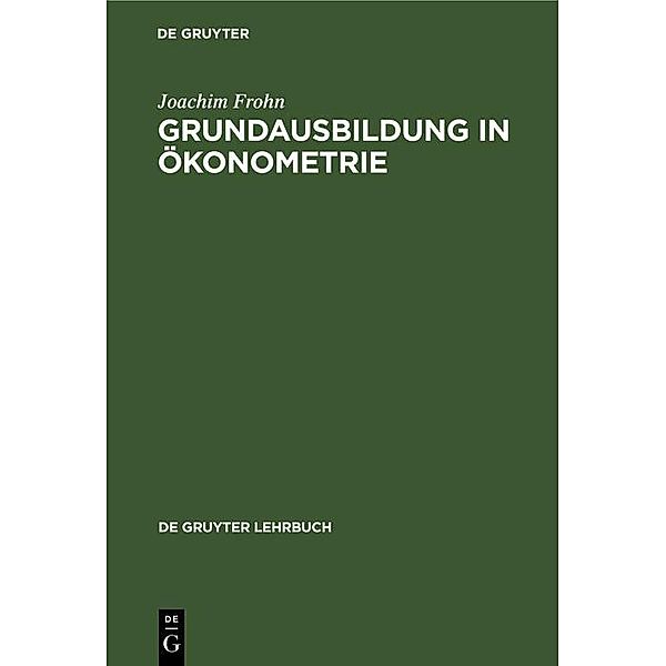 Grundausbildung in Ökonometrie / De Gruyter Lehrbuch, Joachim Frohn