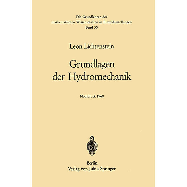 Grundlagen der Hydromechanik, Leon Lichtenstein