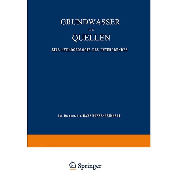 Grundwasser und Quellen, Hans Höfer