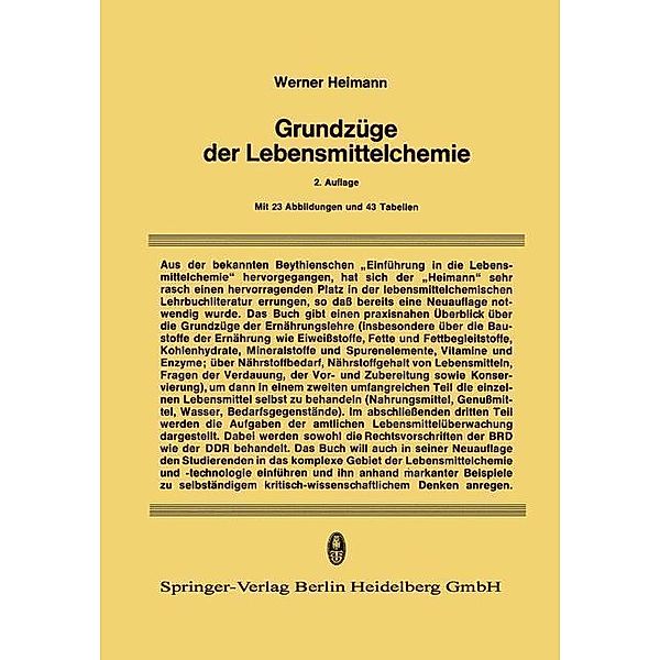 Grundzüge der Lebensmittelchemie, Werner Heimann