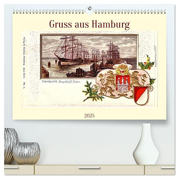 Gruss aus Hamburg (hochwertiger Premium Wandkalender 2025 DIN A2 quer), Kunstdruck in Hochglanz, Calvendo, Henning von Löwis of Menar