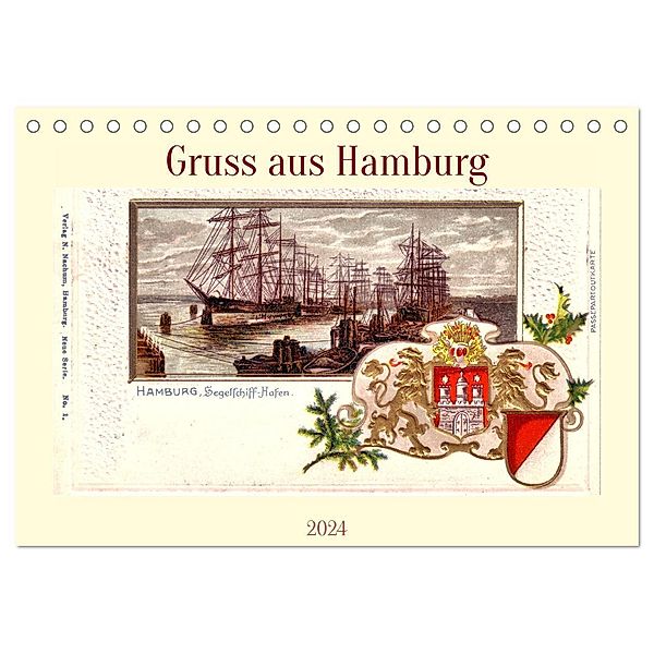 Gruss aus Hamburg (Tischkalender 2024 DIN A5 quer), CALVENDO Monatskalender, Henning von Löwis of Menar