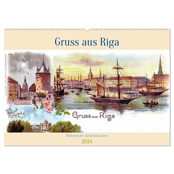 Gruss aus Riga - Historische Ansichtskarten (Wandkalender 2024 DIN A2 quer), CALVENDO Monatskalender, Henning von Löwis of Menar