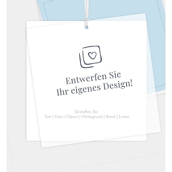 Grußkarte Blanko Design, Postkarte quadratisch mit Transparentpapier (145 x 145mm)