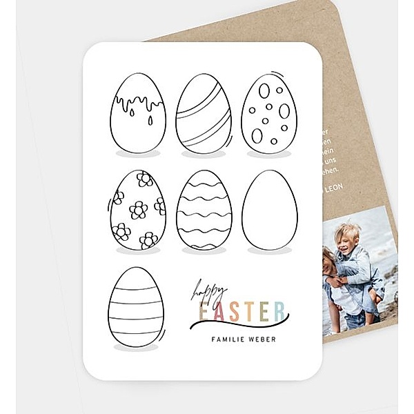 Grußkarte Eier Färben · Ausmalkarte, Postkarte hoch (120 x 170mm)