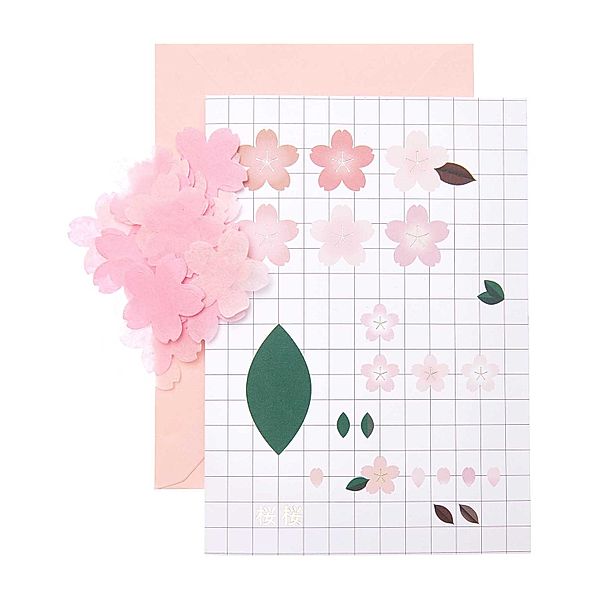 RICO DESIGN Grußkartenset DIY SAKURA SAKURA 4-teilig in rosa