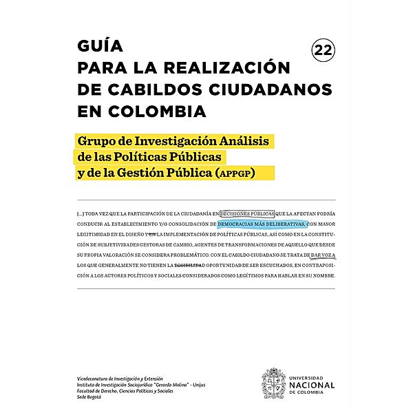 Guía para la realización de cabildos ciudadanos en Colombia, Grupo Investigación Análisis las Políticas Públicas y Gestión Pública de de de la (APPGP)