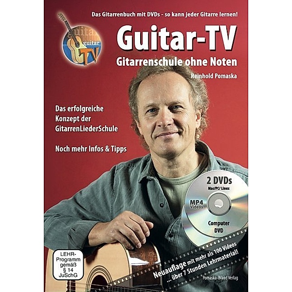 Guitar-TV, Gitarrenschule ohne Noten, m. 2 DVD (MP4 Videos), Reinhold Pomaska