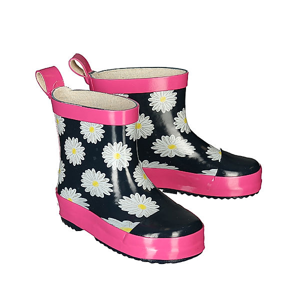 Playshoes Gummistiefel MARGERITEN in dunkelblau/pink