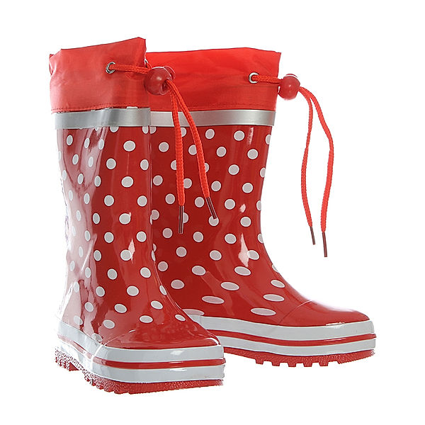 Playshoes Gummistiefel mit Punkten in rot