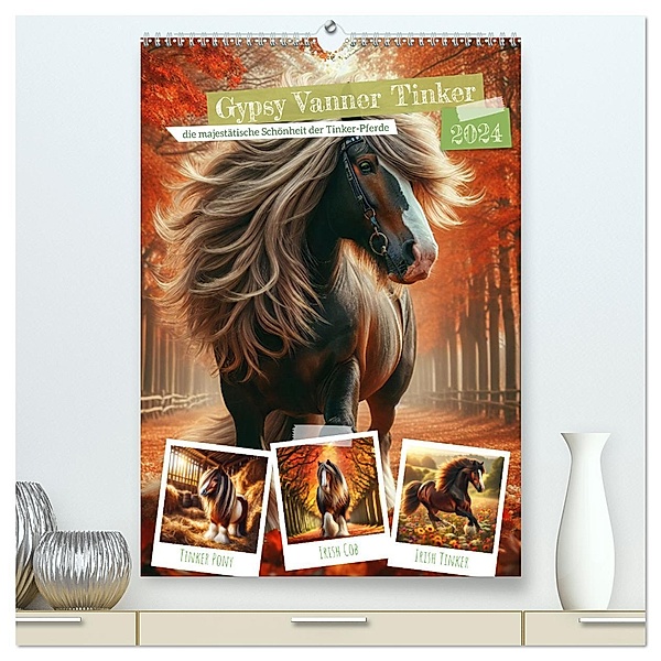 Gypsy Vanner Tinker - die majestätische Schönheit der Tinker-Pferde (hochwertiger Premium Wandkalender 2024 DIN A2 hoch), Kunstdruck in Hochglanz, Calvendo, Marco Warstat