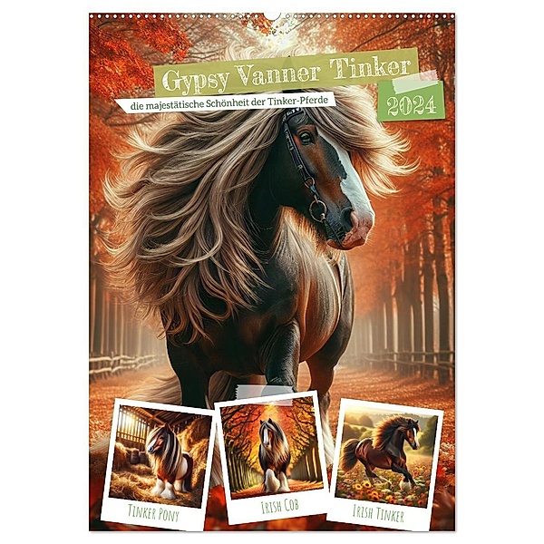 Gypsy Vanner Tinker - die majestätische Schönheit der Tinker-Pferde (Wandkalender 2024 DIN A2 hoch), CALVENDO Monatskalender, Calvendo, Marco Warstat