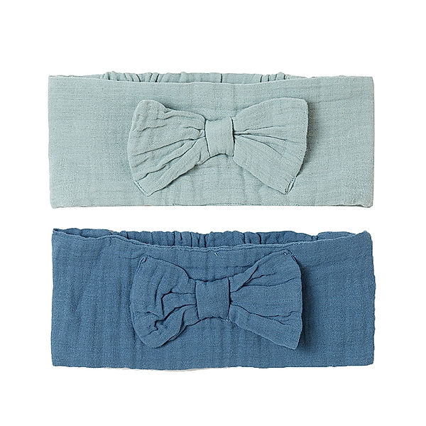 OrganicEra Haarband MUSLIN BOW 2er-Set in aqua/indigo