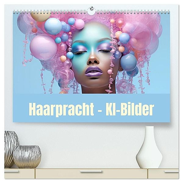 Haarpracht - KI-Bilder (hochwertiger Premium Wandkalender 2025 DIN A2 quer), Kunstdruck in Hochglanz, Calvendo, Liselotte Brunner-Klaus