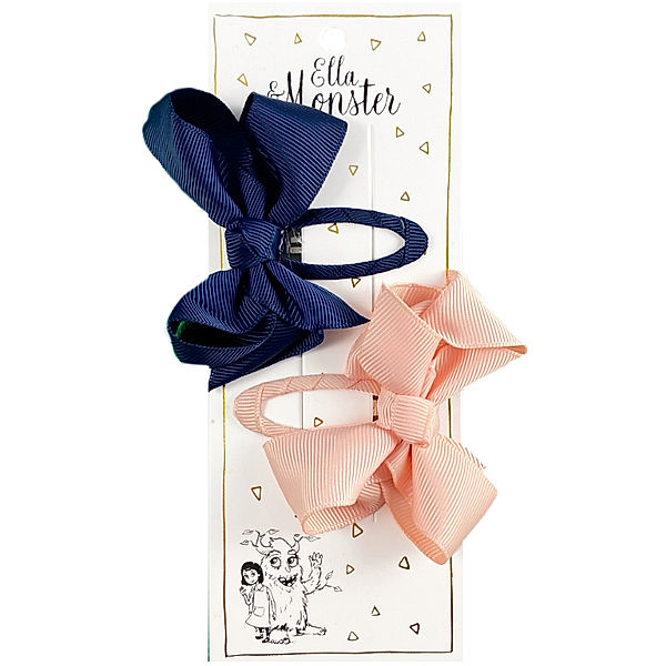 Ella & Monster Haarspange BIG HAPPY BOW 2er Set in dark blue/rose