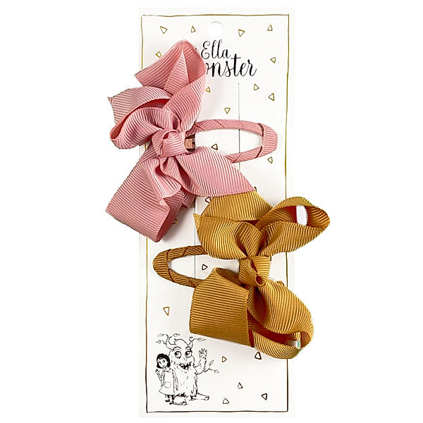 Ella & Monster Haarspange BIG HAPPY BOW 2er Set in rose/camel