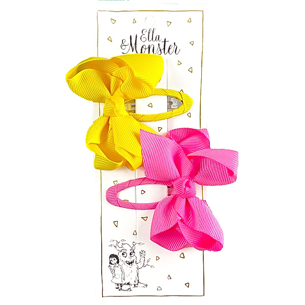 Ella & Monster Haarspange BIG HAPPY BOW 2er Set in yellow/pink
