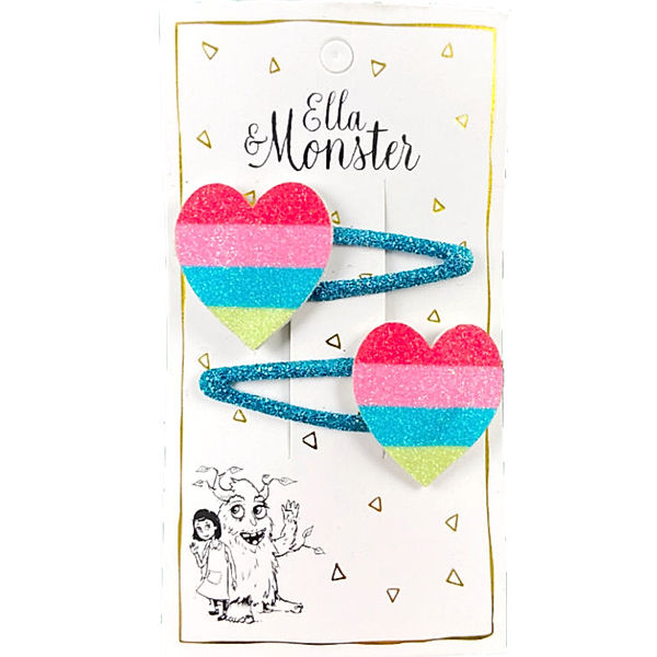 Ella & Monster Haarspange BIG RAINBOW HEARTS 2er Set