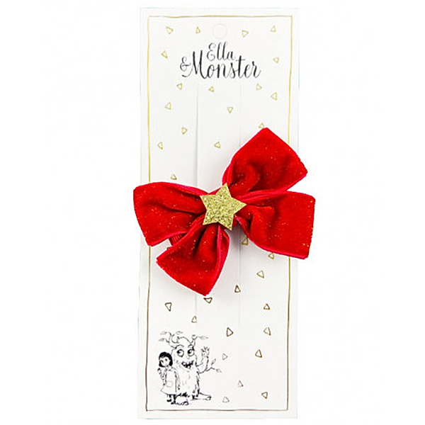 Ella & Monster Haarspange CHRISTMAS BOW in rot/gold