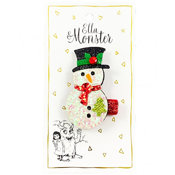 Ella & Monster Haarspange CHRISTMAS - GLITTER SNOWMAN in bunt