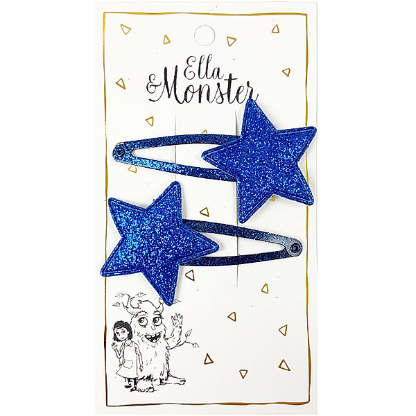 Ella & Monster Haarspange GLITTER STAR 2er Set in blue