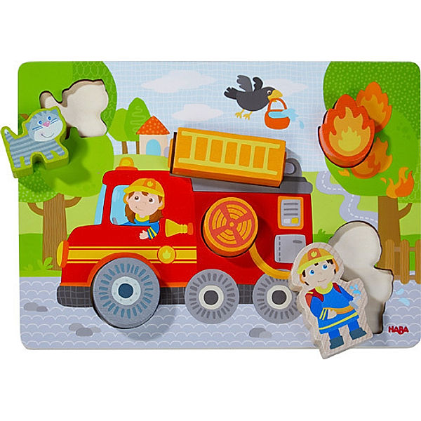 HABA HABA - Holzpuzzle Feuerwehrauto (Kinderpuzzle), Cinzia Damonte