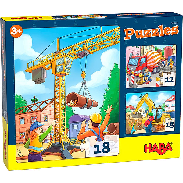 HABA HABA Puzzles Baustellenfahrzeuge (Kinderpuzzle), Kaja Reinki