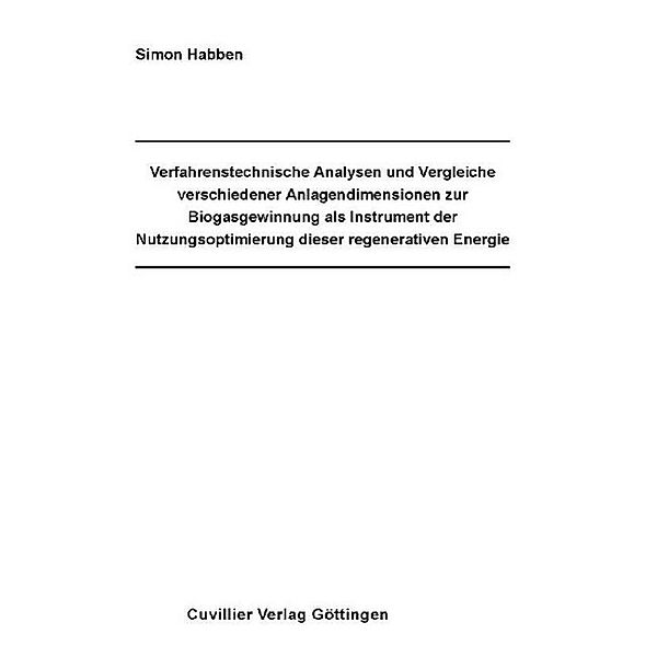Habben, S: Verfahrenstechnische Analysen und Vergleiche vers, Simon Habben