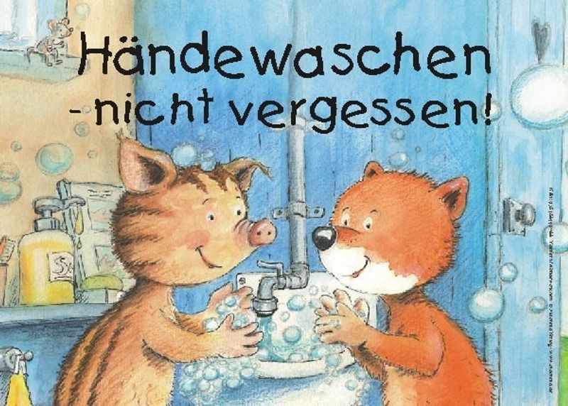 Händewaschen - nicht vergessen! Kunststoff-Schild, 29,7 x 21cm | Weltbild.de
