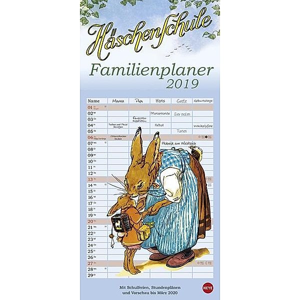 Häschenschule Familienplaner 2019