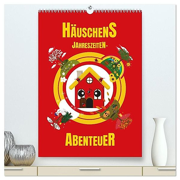 Häuschens Jahreszeiten-Abenteuer (hochwertiger Premium Wandkalender 2024 DIN A2 hoch), Kunstdruck in Hochglanz, Birgit Priefer