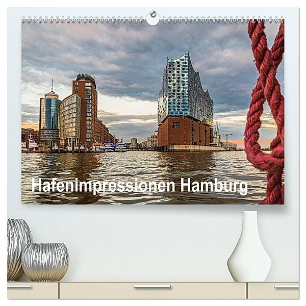 Hafenimpressionen Hamburg 2024 (hochwertiger Premium Wandkalender 2024 DIN A2 quer), Kunstdruck in Hochglanz, Lutz Jäck