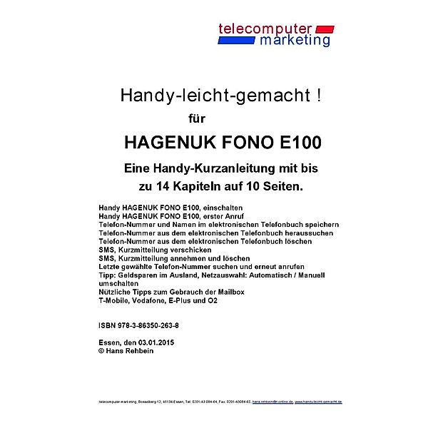 hagenuk fono e100 leicht-gemacht, Hans Rehbein