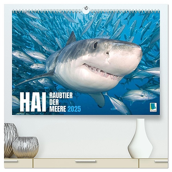Hai: Raubtier der Meere (hochwertiger Premium Wandkalender 2025 DIN A2 quer), Kunstdruck in Hochglanz, Calvendo