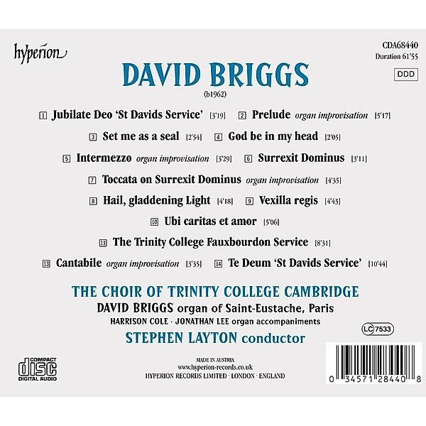 Hail,Gladdening Light - Chorwerke, Briggs, Layton, The Choir of Trinity College Cambrid