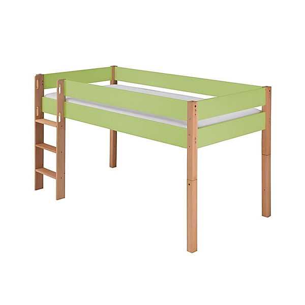 INFANSKIDS Halbhochbett INFANSCOLOR 90 x 200 cm (Farbe: grün/Buche)