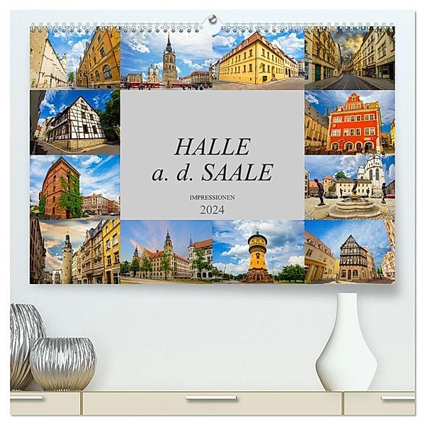 Halle a. d. Saale Impressionen (hochwertiger Premium Wandkalender 2024 DIN A2 quer), Kunstdruck in Hochglanz, Dirk Meutzner